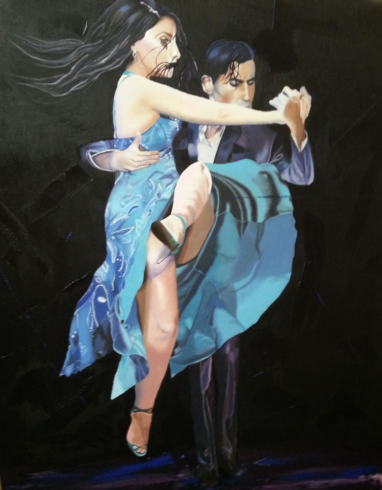 Les danseurs de tango_30¨ x 24¨ Huile sur toile – Oil on canvas -Diane Duceppe-Roy