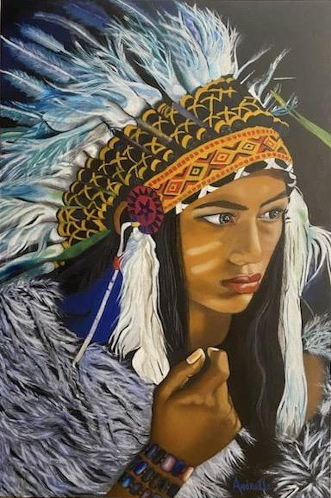L'amérindienne - Huile sur toile - 36" x 24" - Andrée Dion