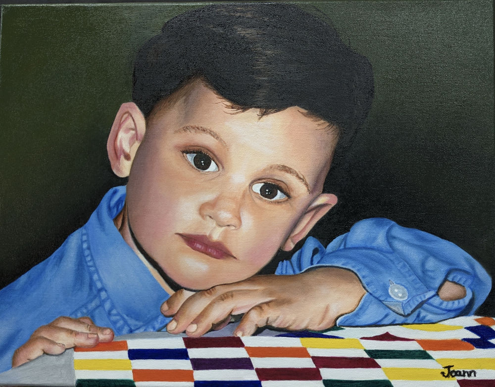Christian, 4 ans - Huile sur toile - 16" x 20" - Christian, 4 years old - Oil paint on canvas