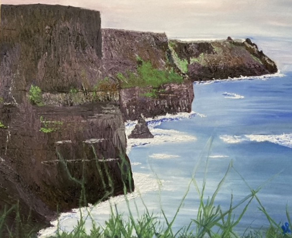 Cliffs de Moher, Irlande - Huile sur toile - 18po x 20po
