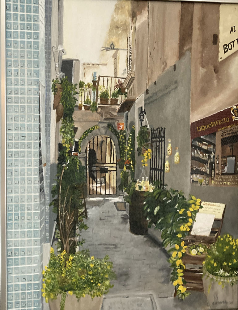 Rue citronnée de Syracuse, Sicile - Huile sur toile - 18po x 16po