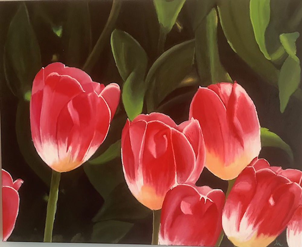 Festival de la tulipe d'Istanbul - Huile sur toile - 18po x 20po