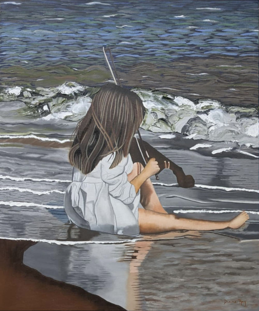Concerto sur la plage - Huile sur toile - 24po x 20po