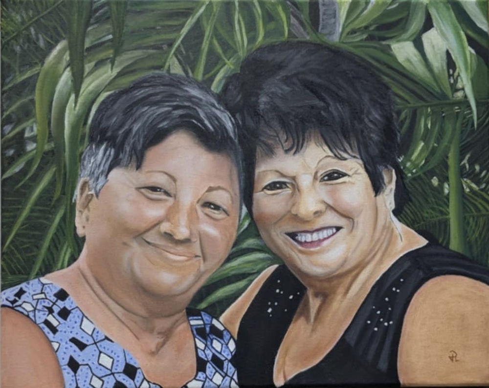 Les inséparables - huile sur toile - 16 po x 20 po