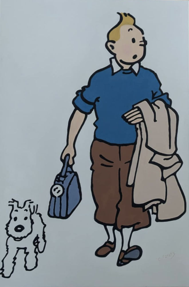 Tintin et Milou - Huile sur toile - 36 po x 24 po