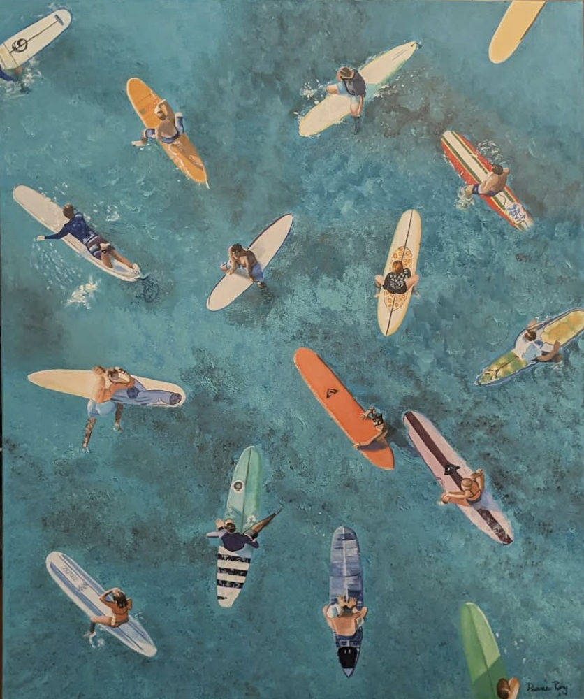 En attendant la vague - Huile sur toile - 24 x 20 po - Waiting for the wave - Oil on canvas