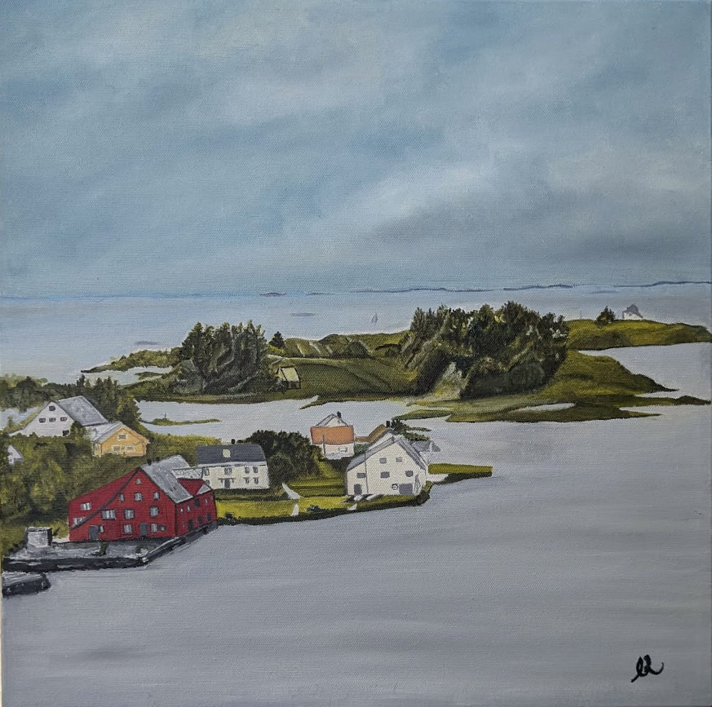 Souvenir d'Haugesund, Norvège - Huile sur toile - 16 x 16