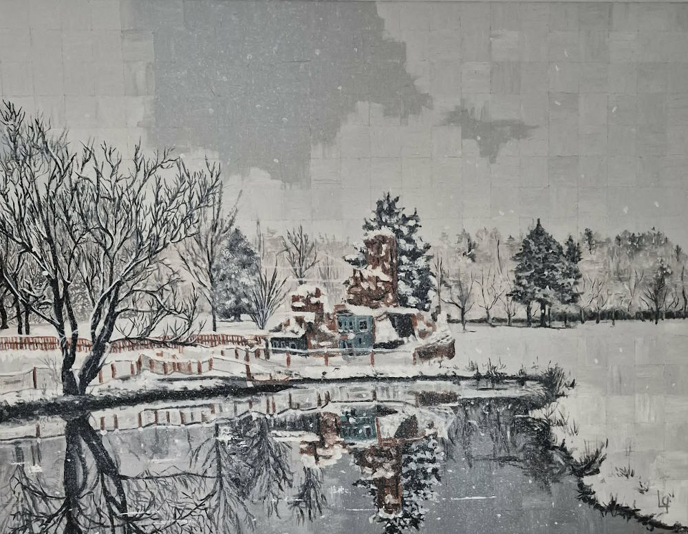 Fin Novembre en Beauce, PQ - Huile sur toile - 18po x 24po - Technique Pixelyne