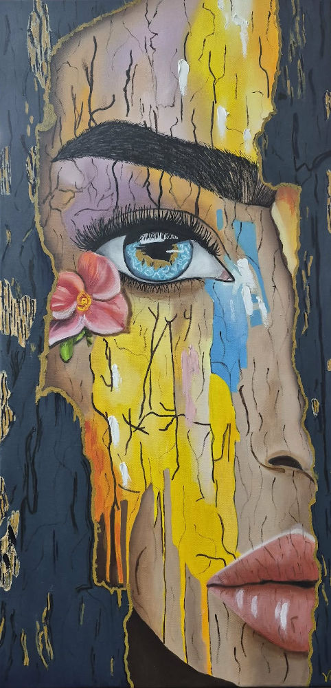 Je te vois - Huile sur toile - 30po x 15po