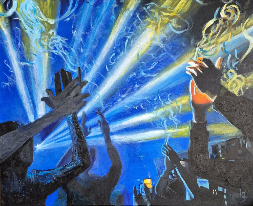 Morgan Luna - La foule - Huile sur toile - 24po x 30po