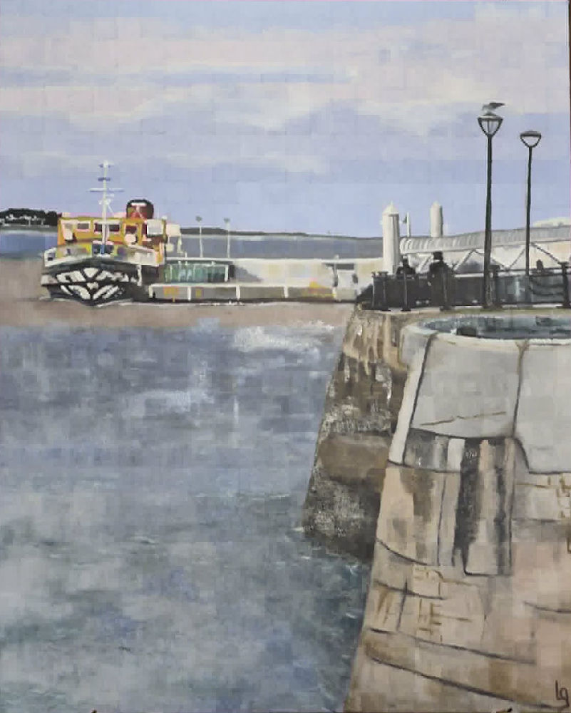 Royal Albert Dock, Liverpool - Angleterre - Huile sur toile - 30po x 24po
