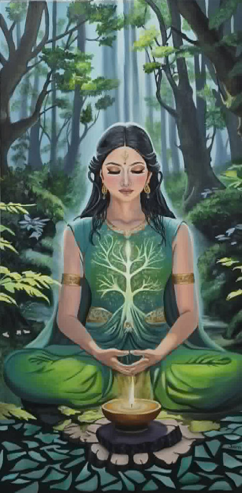Méditation - Huile sur toile - 30 x 15 po