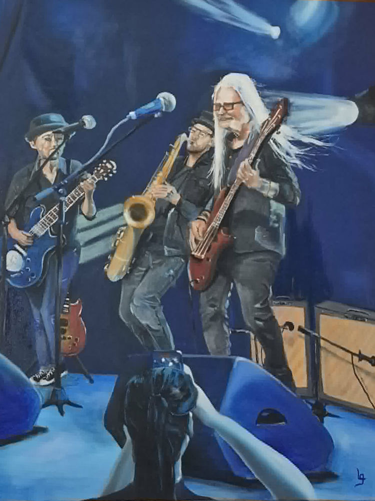 Quand tes "blues passent pus dans porte" - huile sur toile - 30 x 24 po