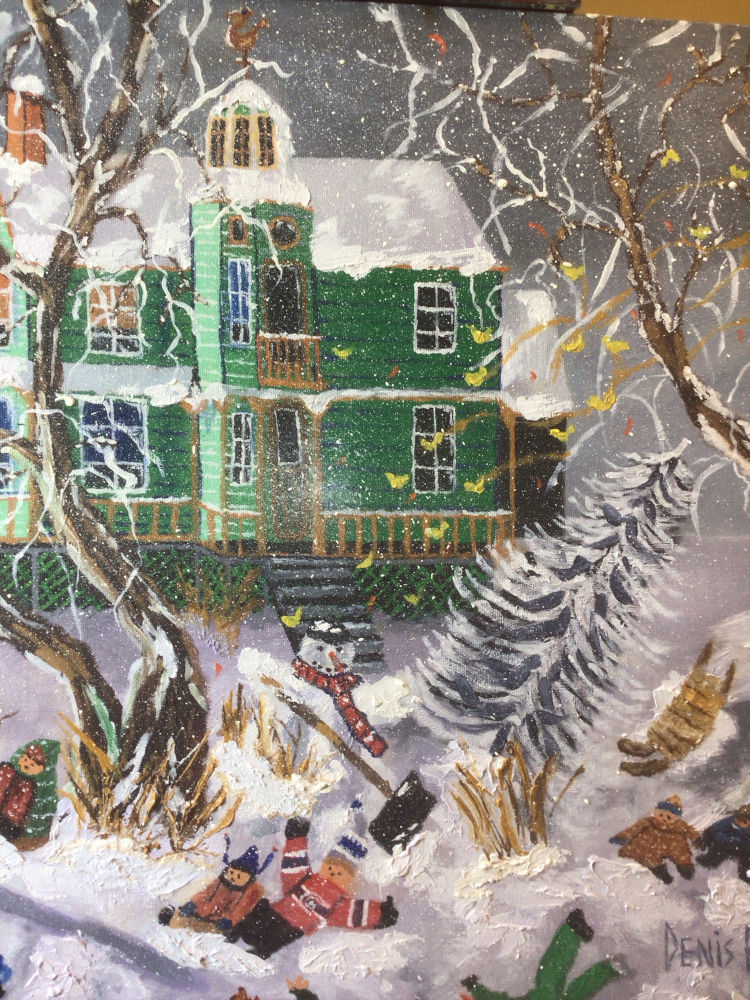 Youpi! On va jouer les amis! - Huile sur toile - 20po x 16po